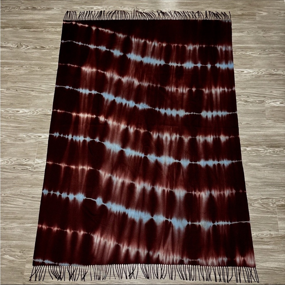 COLOMBO DESIGNER 100% CASHMERE TYE DYE THROW BLANKET MADE IN ITALY 51" x 74"